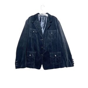 Liz Claiborne Black Velvet Utility Blazer Jacket‎ Women's Plus 3X Military Style